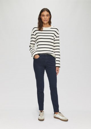 s.Oliver Gewaschene Hose im Slim Fit aus Baumwollsatin - navy