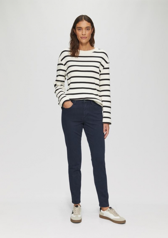 s.Oliver Gewaschene Hose im Slim Fit aus Baumwollsatin - navy