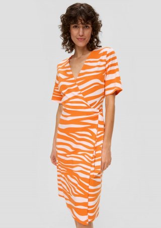 s.Oliver Kleid mit V-Ausschnitt - orange