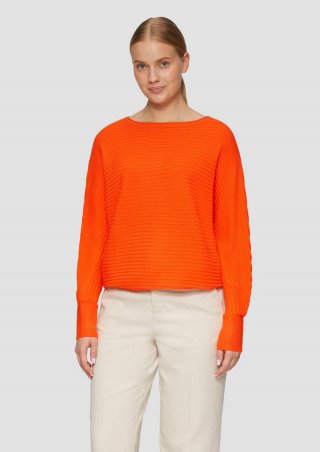 s.Oliver Strukturierter Strickpullover mit Fledermausärmeln - orange