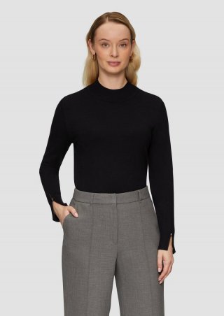 s.Oliver Strickpullover mit Schlitz am Ärmel - schwarz
