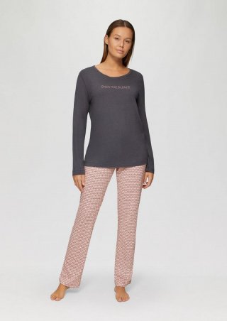 s.Oliver Kuschliger Pyjama mit Print-Details - grau