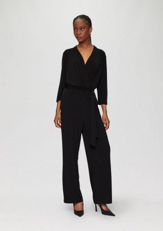 s.Oliver Jumpsuit in Wickel-Optik - schwarz