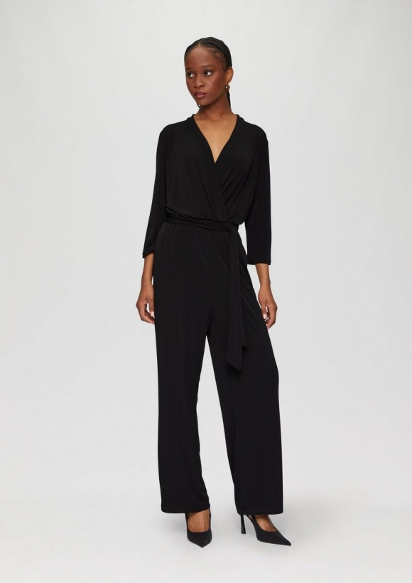 s.Oliver Jumpsuit in Wickel-Optik - schwarz