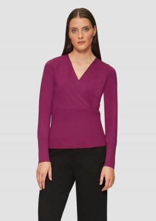 s.Oliver Feinstrickpullover in Wickel-Optik - fuchsia