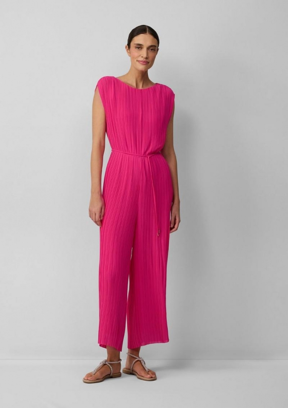 s.Oliver Plissierter Jumpsuit aus Chiffon mit Bindegürtel - pink