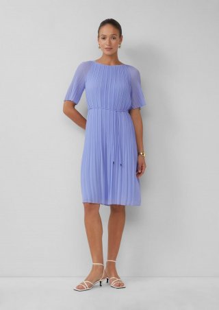 s.Oliver Plissiertes Chiffon-Kleid mit Raglanärmeln - himmelblau