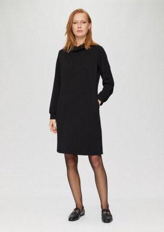 s.Oliver Sweat-Kleid mit gelegtem Kragen - schwarz