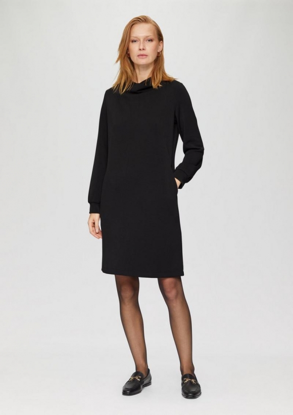 s.Oliver Sweat-Kleid mit gelegtem Kragen - schwarz