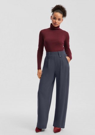 s.Oliver Wide-Leg Hose aus Interlockjersey - tiefblau