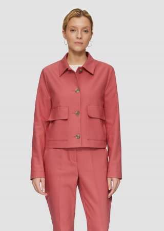 s.Oliver Kurze Jacke aus Baumwollsatin mit aufgesetzten Taschen - himbeere