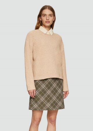 s.Oliver Weicher Strickpullover aus Bouclé - hellbraun