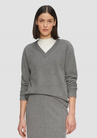 s.Oliver Weiches Sweatshirt mit V-Ausschnitt - graphit