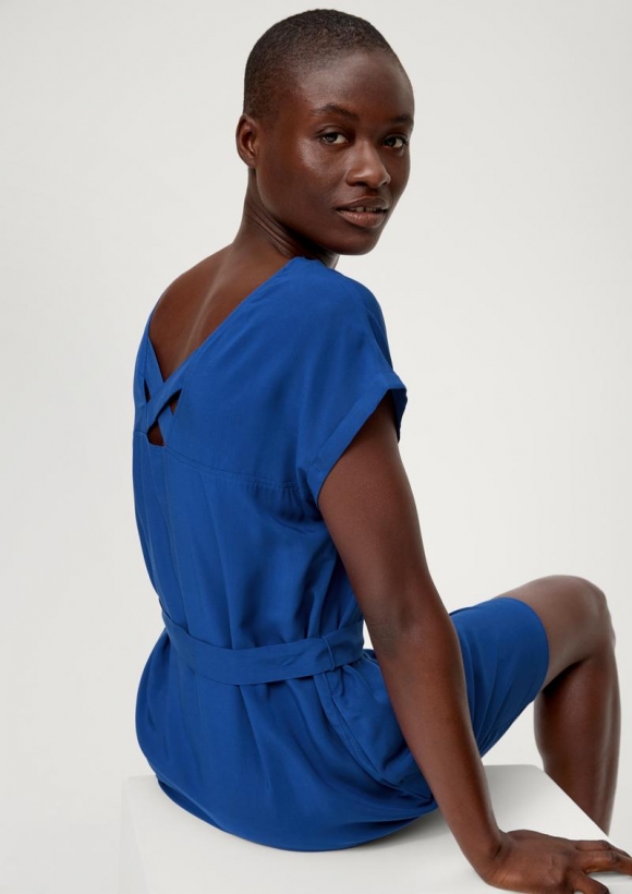 s.Oliver Kleid mit Bindeband aus Viskose - royalblau