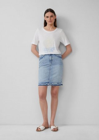 s.Oliver Kurzer Jeansrock mit offenem Saum - hellblau
