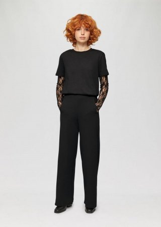 s.Oliver Elastische High Waist Hose mit weitem Bein - schwarz