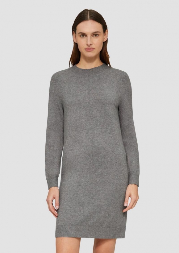 s.Oliver Feinstrickkleid mit Naht-Details - graphit