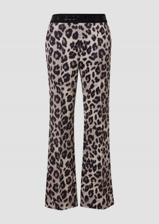 s.Oliver Wide-Leg-Hose aus Scuba mit Logo-Gummibund - beige