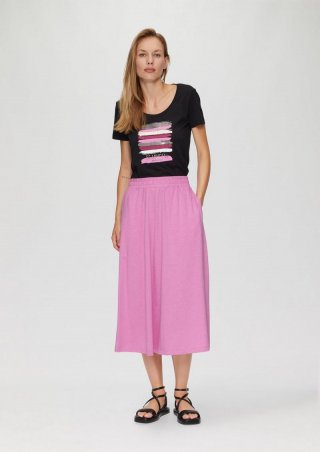 s.Oliver Midi-Rock in Melange-Optik aus Jersey im Relaxed Fit - rosa