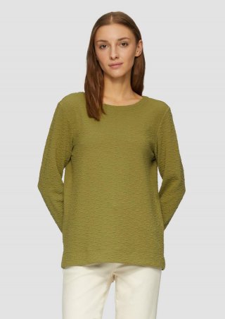 s.Oliver Strukturiertes Sweatshirt mit Rundhalsausschnitt - guacamole