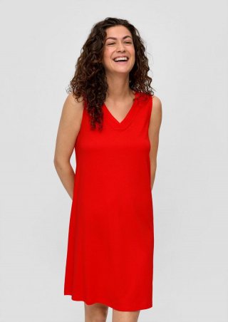s.Oliver Fließendes Kleid mit gekreuztem Riemen-Detail am Rücken - rot