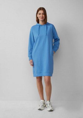 s.Oliver Sweatkleid mit seitlichen Eingrifftaschen und Kapuze - royalblau