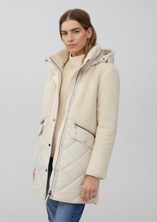 s.Oliver Kurzer Teddymantel im Fabricmix - helles beige