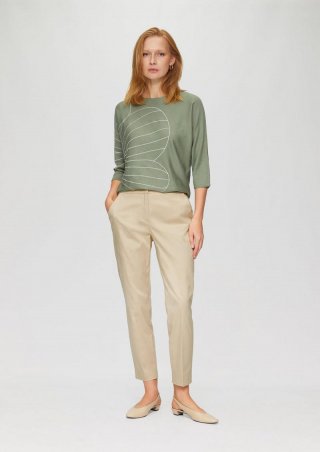 s.Oliver Schmal zulaufende Hose aus Baumwollsatin - beige