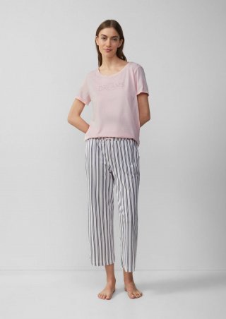 s.Oliver Culotte-Schlafhose mit All-over-Print - creme