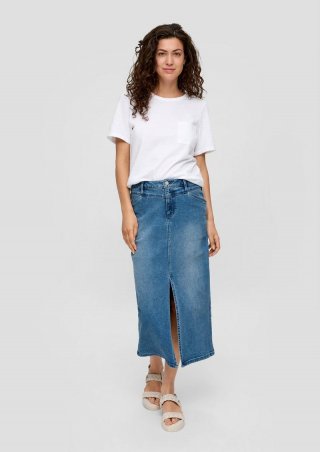 s.Oliver Midirock aus Denim mit Schlitz und Sattelbund - blau