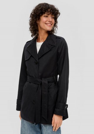 s.Oliver Wasserabweisender Trenchcoat mit Twillfutter - schwarz
