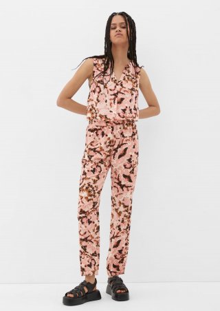 s.Oliver Loose: Hose mit Allover-Print - papaya