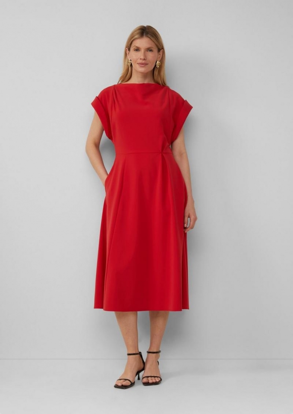 s.Oliver Midikleid mit Turn-up-Ärmeln - rot