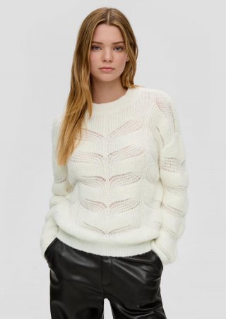 s.Oliver Strickpullover mit Zopfmuster - ecru