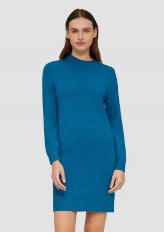 s.Oliver Feinstrickkleid mit Naht-Details - petrol