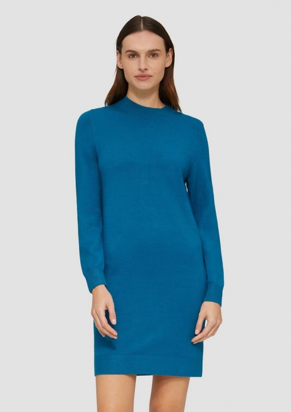 s.Oliver Feinstrickkleid mit Naht-Details - petrol