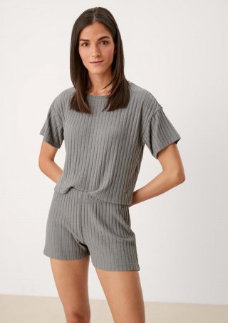 s.Oliver Shorts mit Rippstruktur - taubengrau