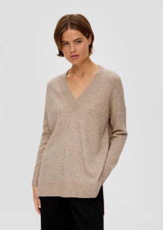 s.Oliver Strickpullover aus Wollmix - sandfarben