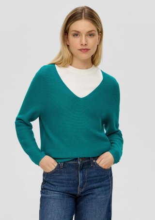 s.Oliver Pullover mit V-Ausschnitt - türkis