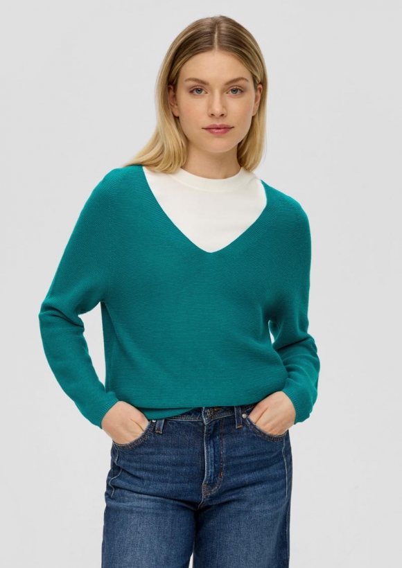 s.Oliver Pullover mit V-Ausschnitt - türkis