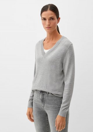 s.Oliver Feinstrickpullover aus Viskosemix - grau meliert