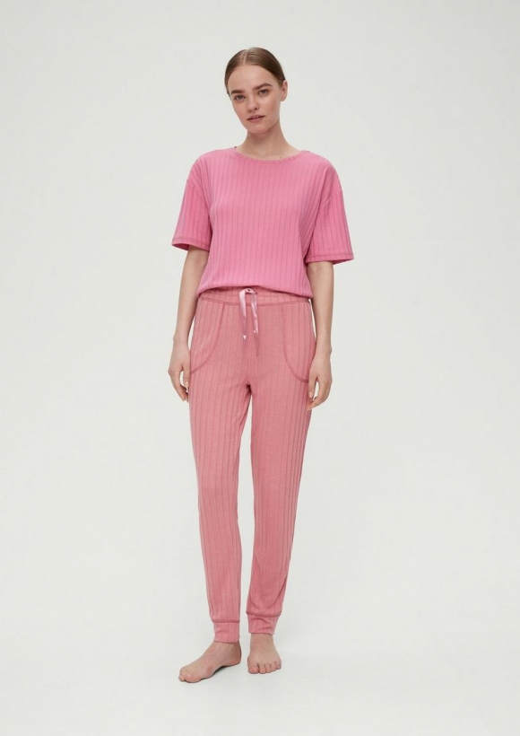 s.Oliver Pyjamahose aus Rippware - pink