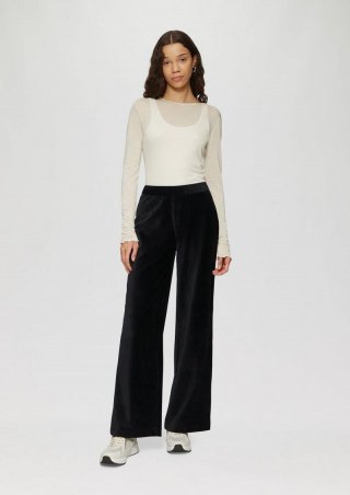 s.Oliver Elastische Wide Leg-Hose in Cordoptik - schwarz