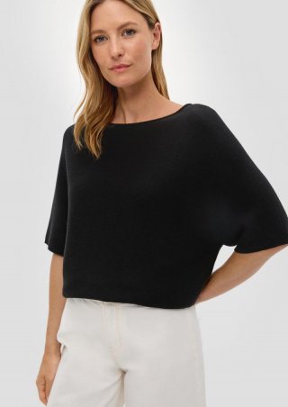 s.Oliver Shirt mit U-Boot-Ausschnitt - schwarz