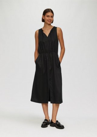 s.Oliver Midi-Kleid aus Lyocell mit Gummizug - schwarz