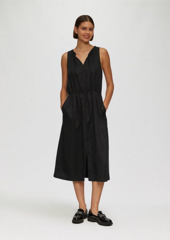 s.Oliver Midi-Kleid aus Lyocell mit Gummizug - schwarz