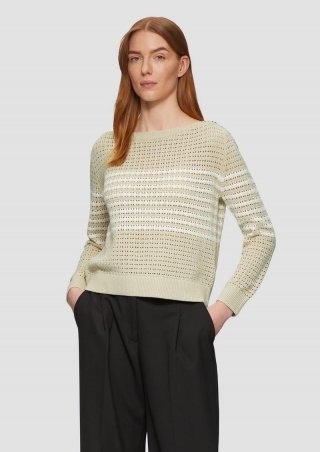 s.Oliver Pullover aus leichtem Lochstrick mit dekorativen Knöpfen - helles beige