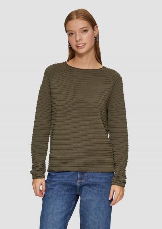 s.Oliver Pullover mit Strukturmuster aus Viskosemix - olivgrün