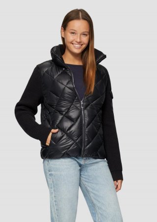 s.Oliver Leichte Steppjacke mit gestrickten Ärmeln - schwarz