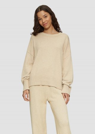 s.Oliver Weicher Strickpullover mit seitlich geschlitztem Saum - helles beige